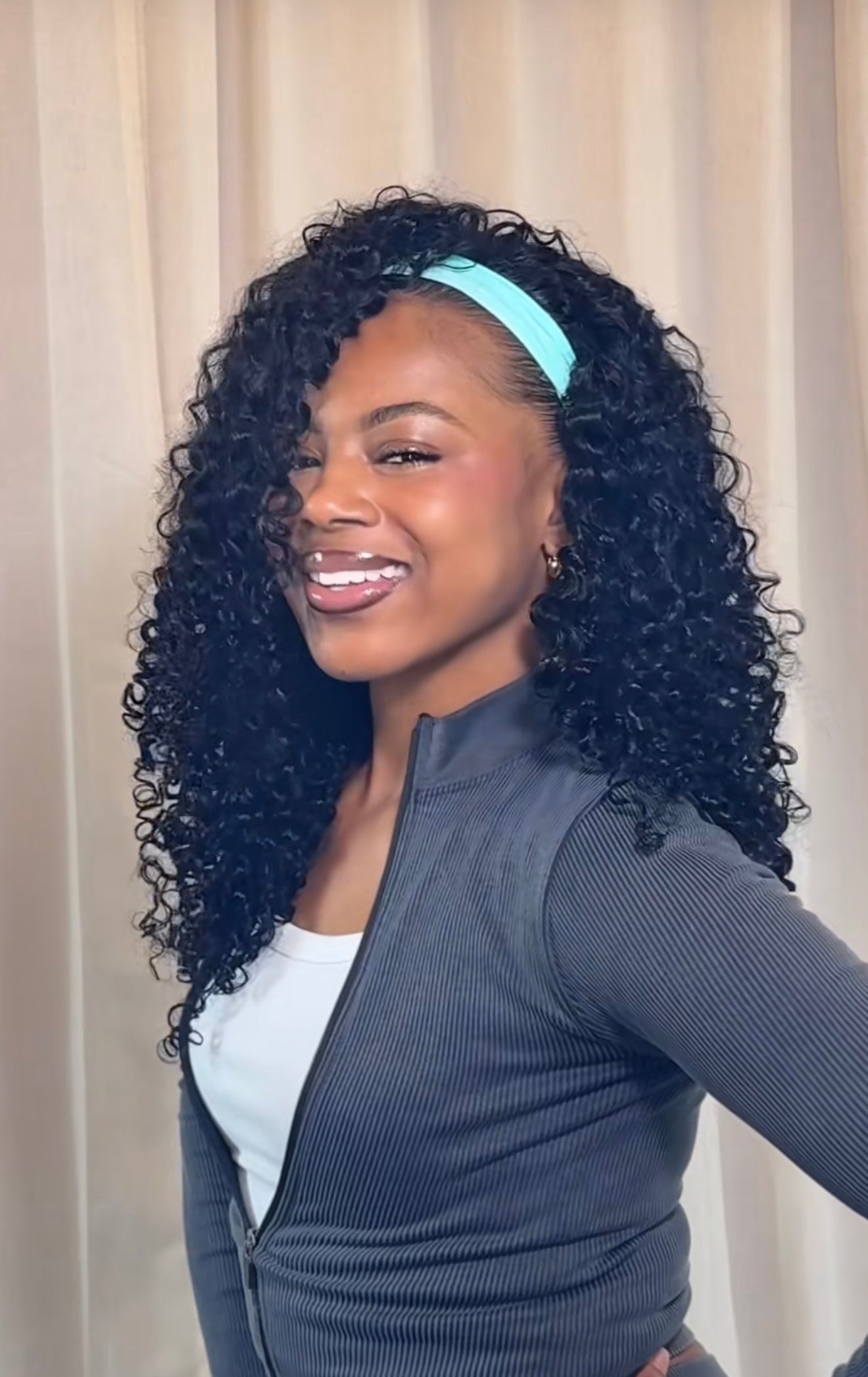 Burmese Curly Blk Half Wig