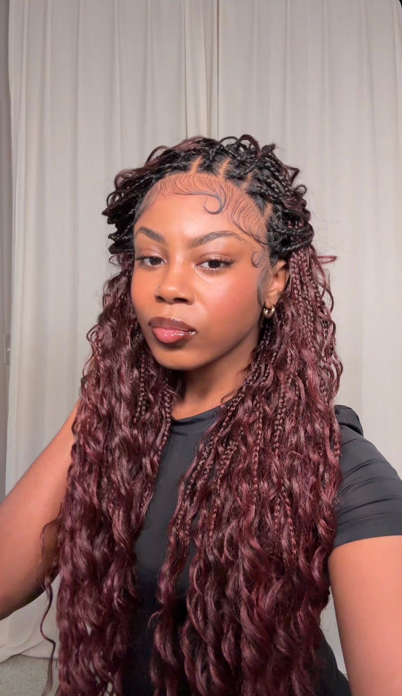 Ombre 99J Boho Knotless Braided Wig