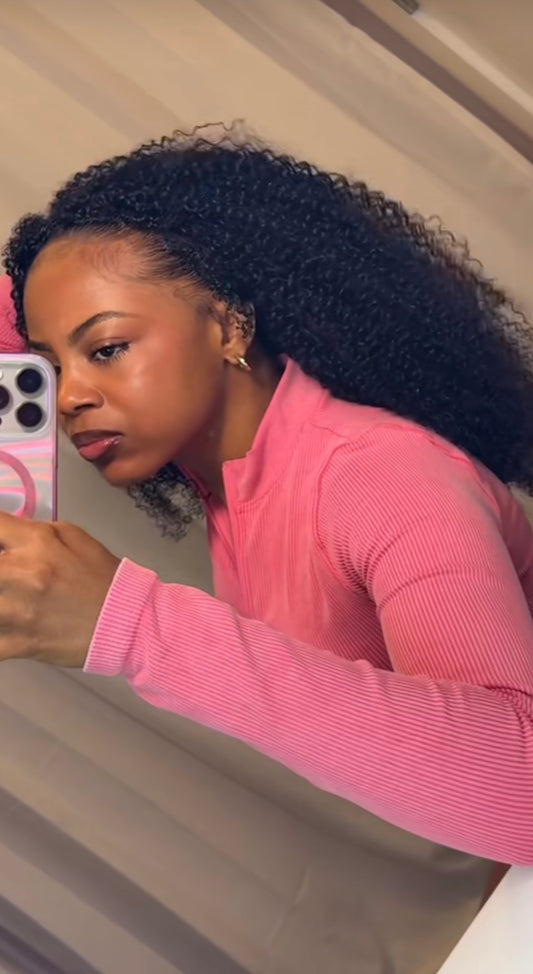 Kinky Curly Blk Half Wig