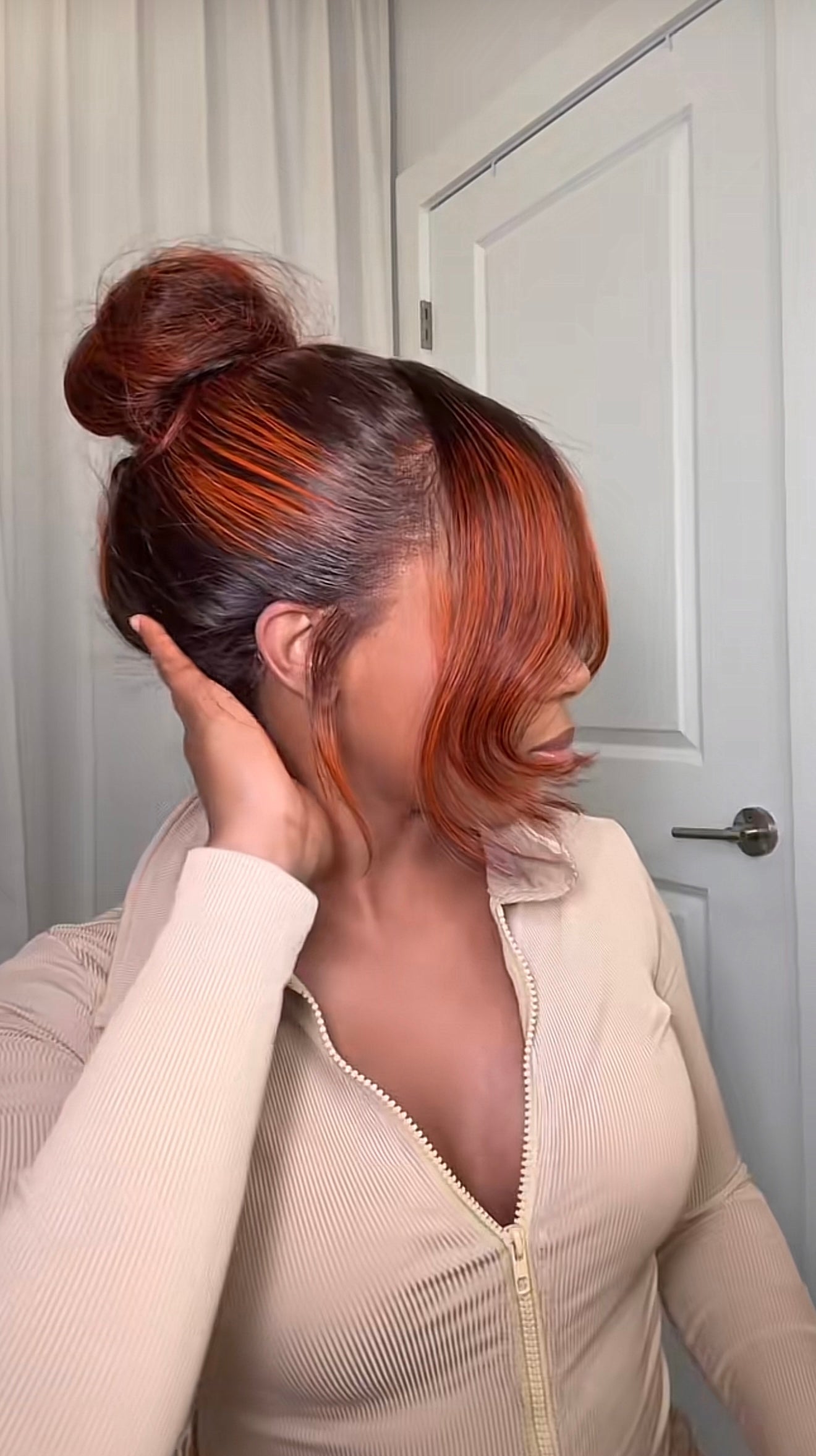 13x5/360 Brown & Orange Highlight Wig